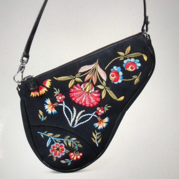 christian dior embroidered saddle bag